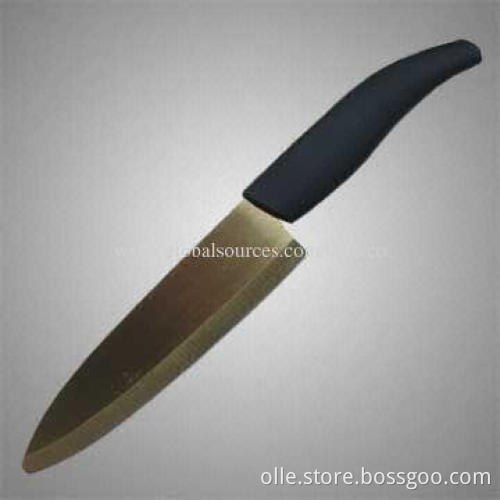 Ceramic Chef's Knife, Titanium Golden Color Ceramic Blade